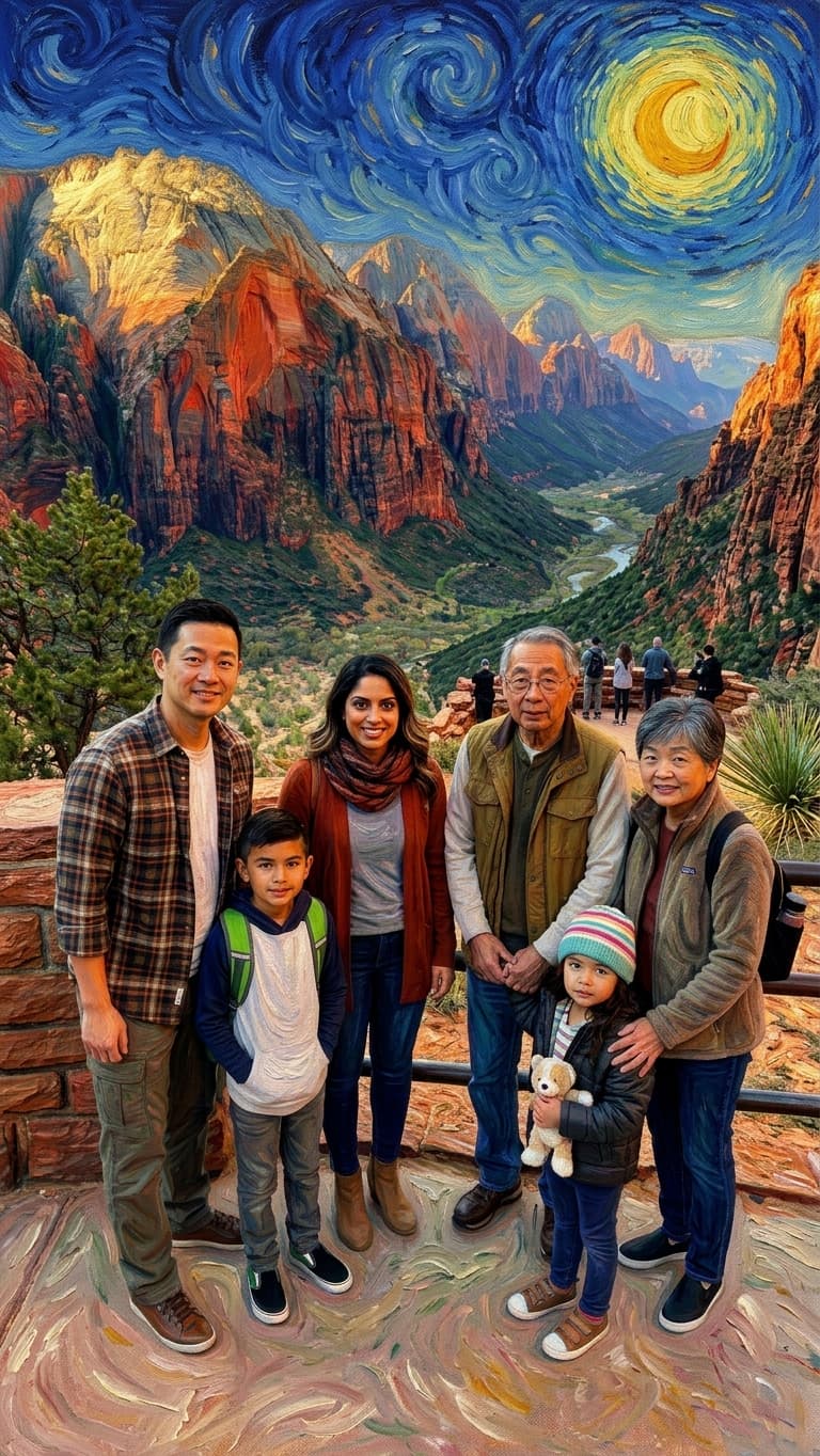 Transformed travel photo with cinematic lighting and 3D depth effect